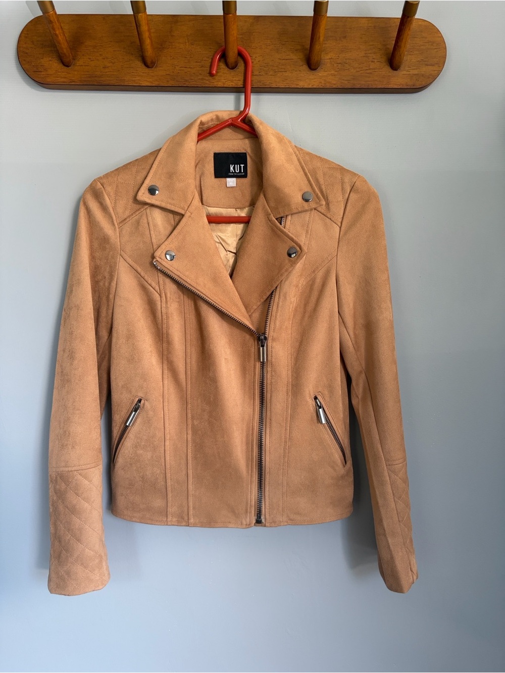 Kut from the Kloth Camel Faux Suede Moto Jacket - LIKE NEW